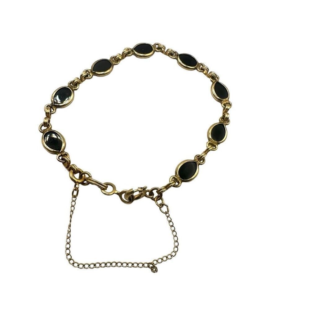 12k gold filled  black onyx link bracelet